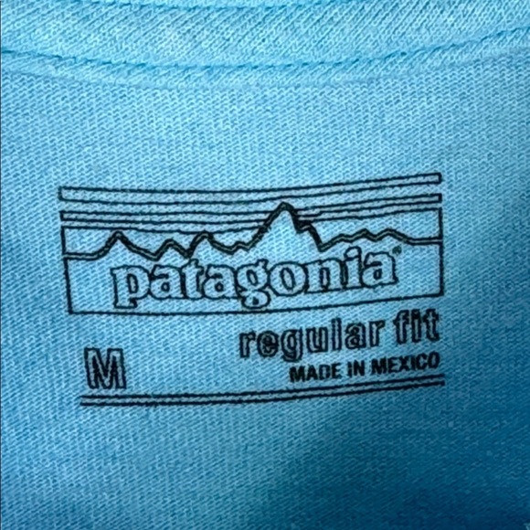 Patagonia Recycled Fabrics Men's Medium Regular Fit Sky Blue Short Sleeve Tee - Picture 4 of 6